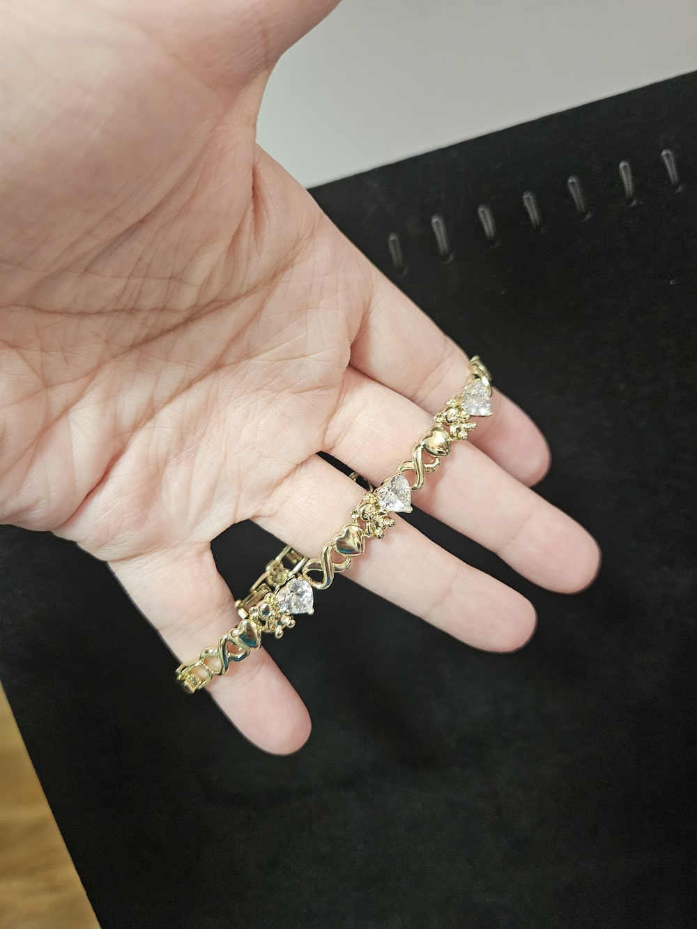 Gold Filled Heart and Crystal Tennis Bracelet Xuping